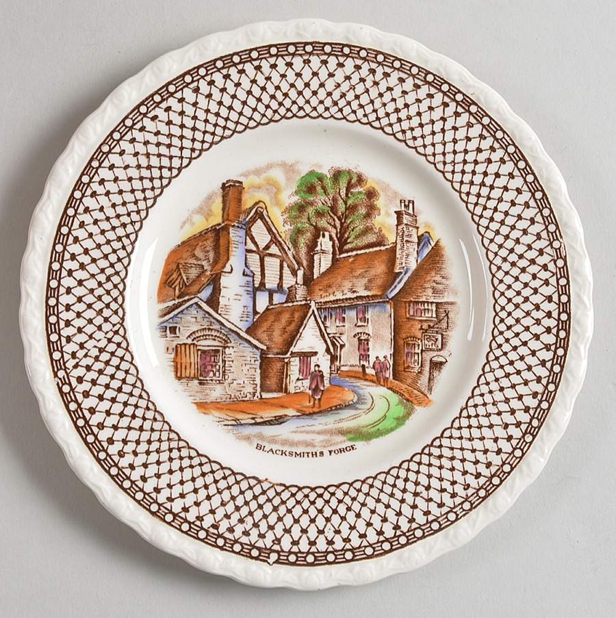 Shakespeare Land Brown Multicolor Bread & Butter Plate by Myott Staffordshire-1