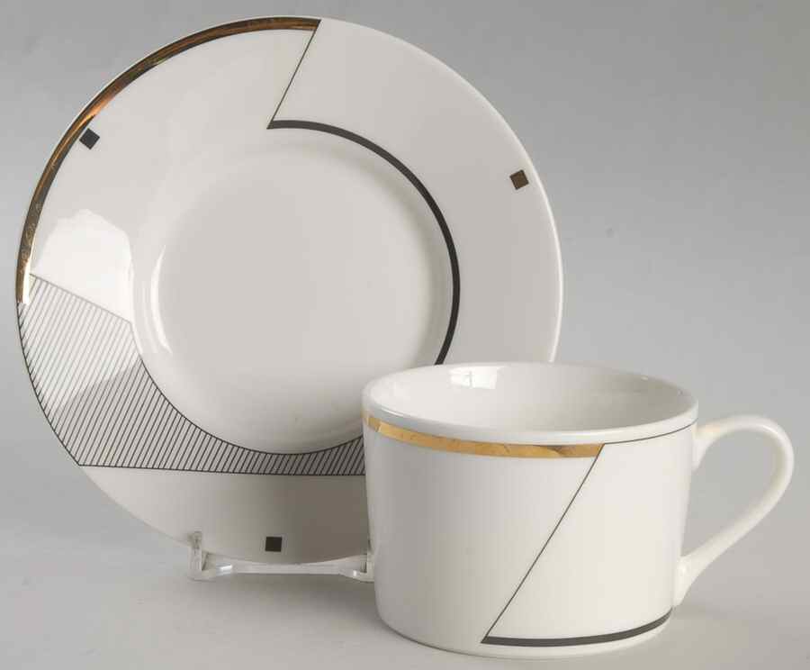Angles Gold Flat Cup & Saucer Set by Mikasa-1