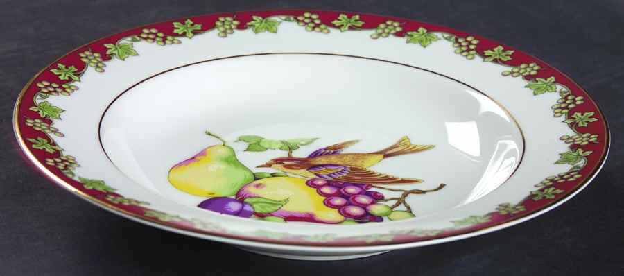 Fruits & Birds Rim Soup Bowl by Muirfield-1