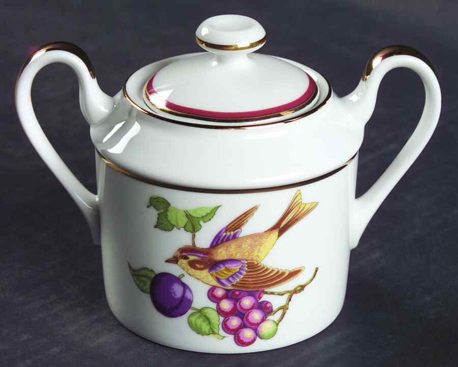 Fruits & Birds Sugar Bowl & Lid by Muirfield-1