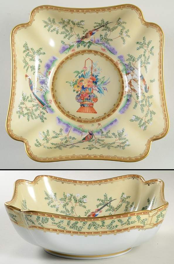 Ch'Ing Garden 9" Square Vegetable Bowl by Mottahedeh-1