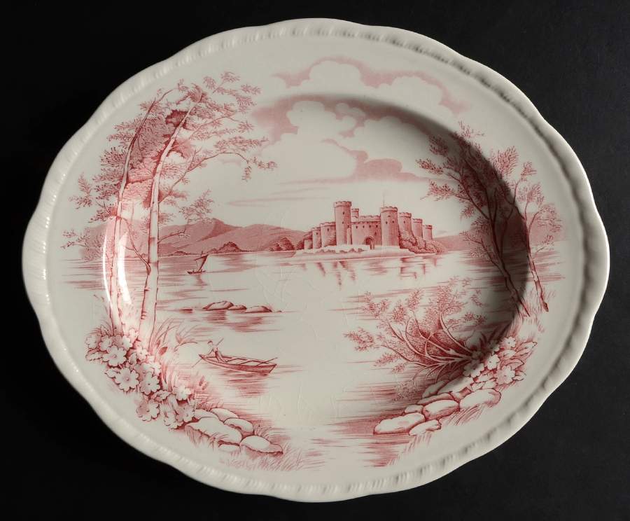 Queens Castle Pink 12" Oval Serving Platter by Alfred Meakin-1