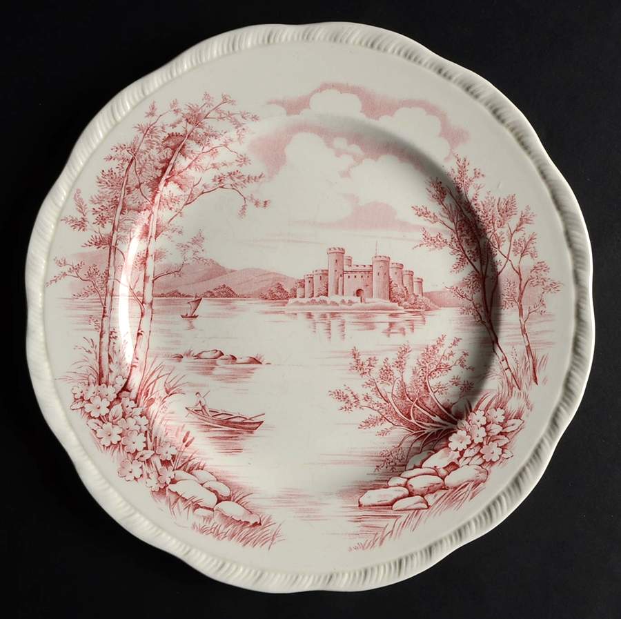 Queens Castle Pink Dinner Plate by Alfred Meakin-1