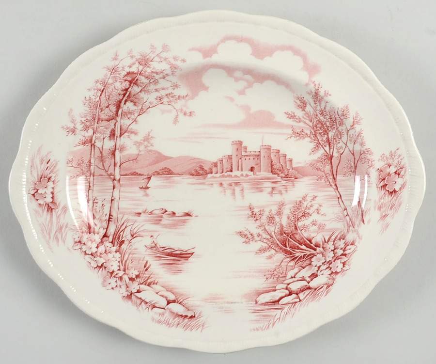 Queens Castle Pink 11" Oval Serving Platter by Alfred Meakin-1