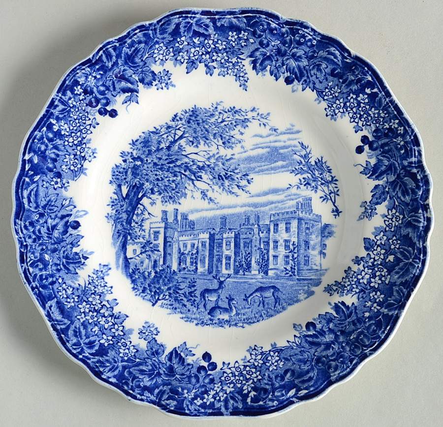Romantic England Blue (Shield Backstamp) Dessert/Pie Plate by J & G Meakin-1