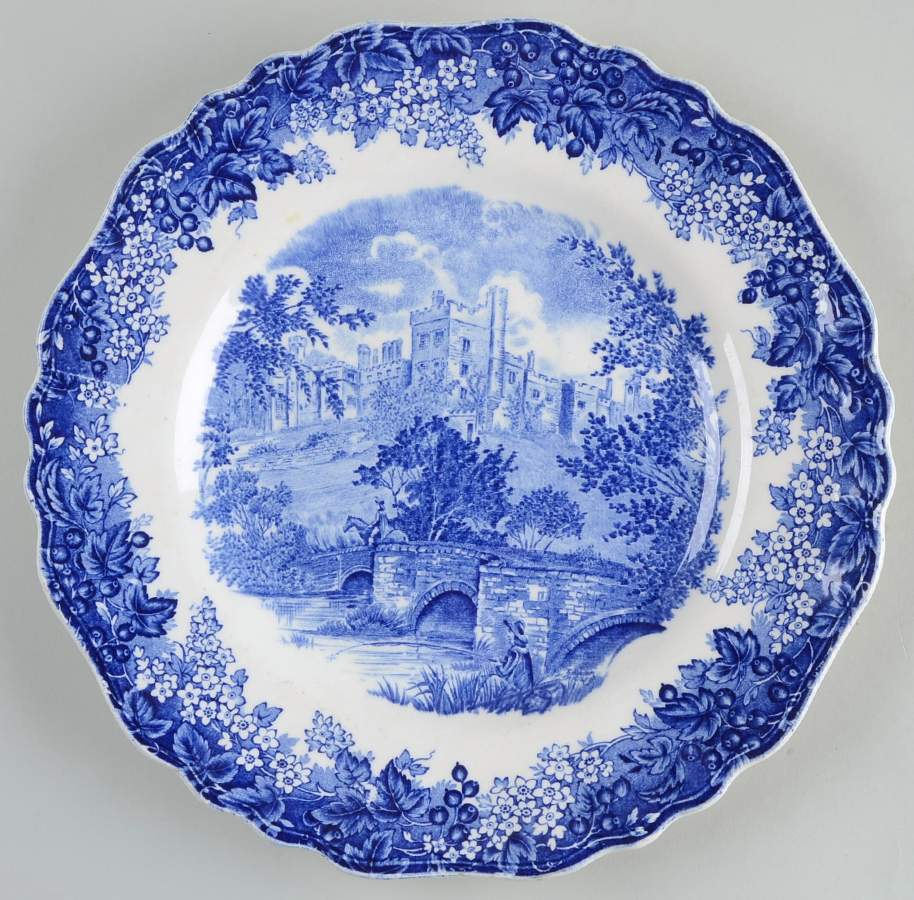 Romantic England Blue (Shield Backstamp) Dinner Plate by J & G Meakin-1
