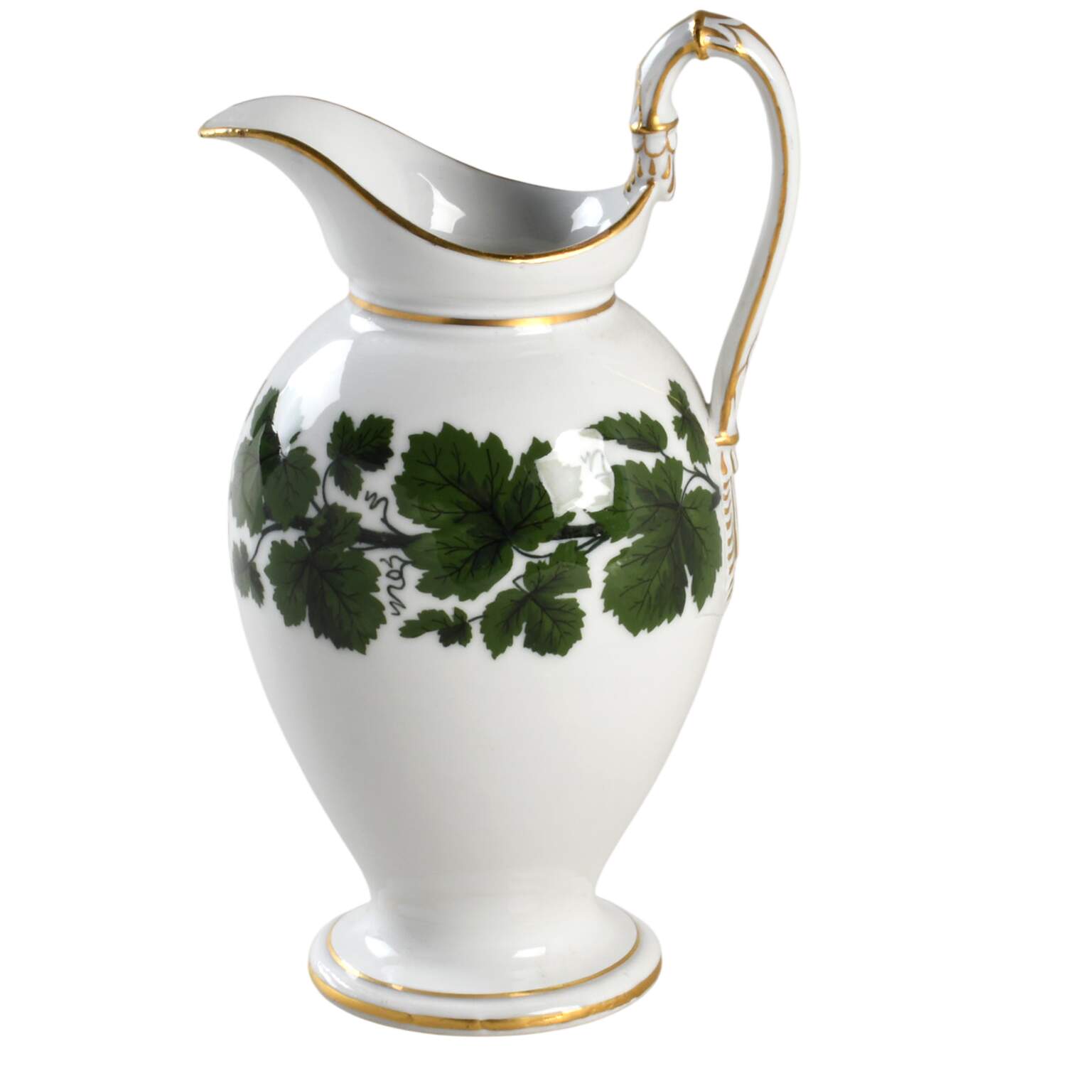 Full Green Vine (Smooth, Gold Trim) Creamer by Meissen (Germany)-1