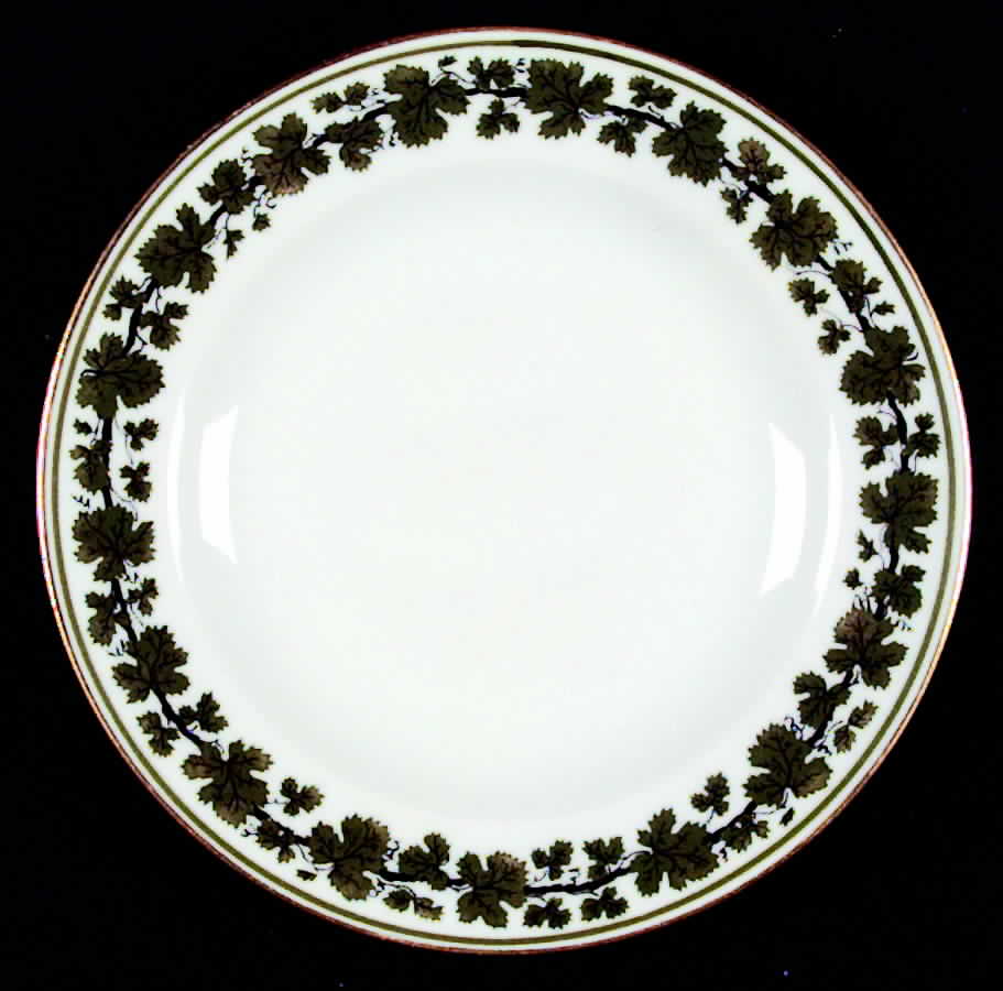 Full Green Vine (Smooth, Gold Trim) Dinner Plate by Meissen (Germany)-1