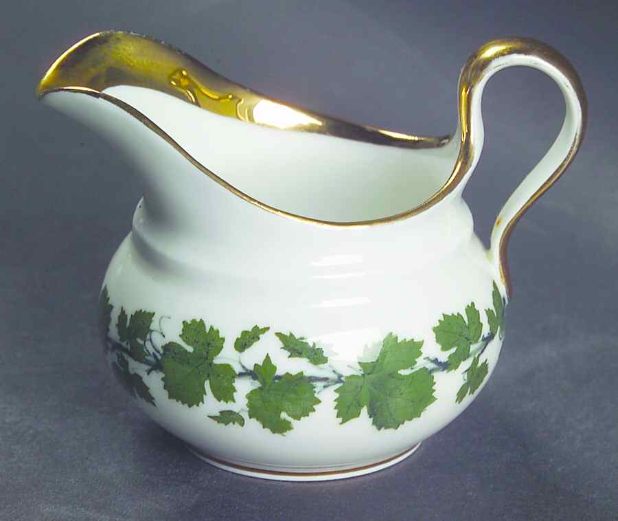 Full Green Vine (Smooth, Gold Trim) Mini Creamer by Meissen (Germany)-1