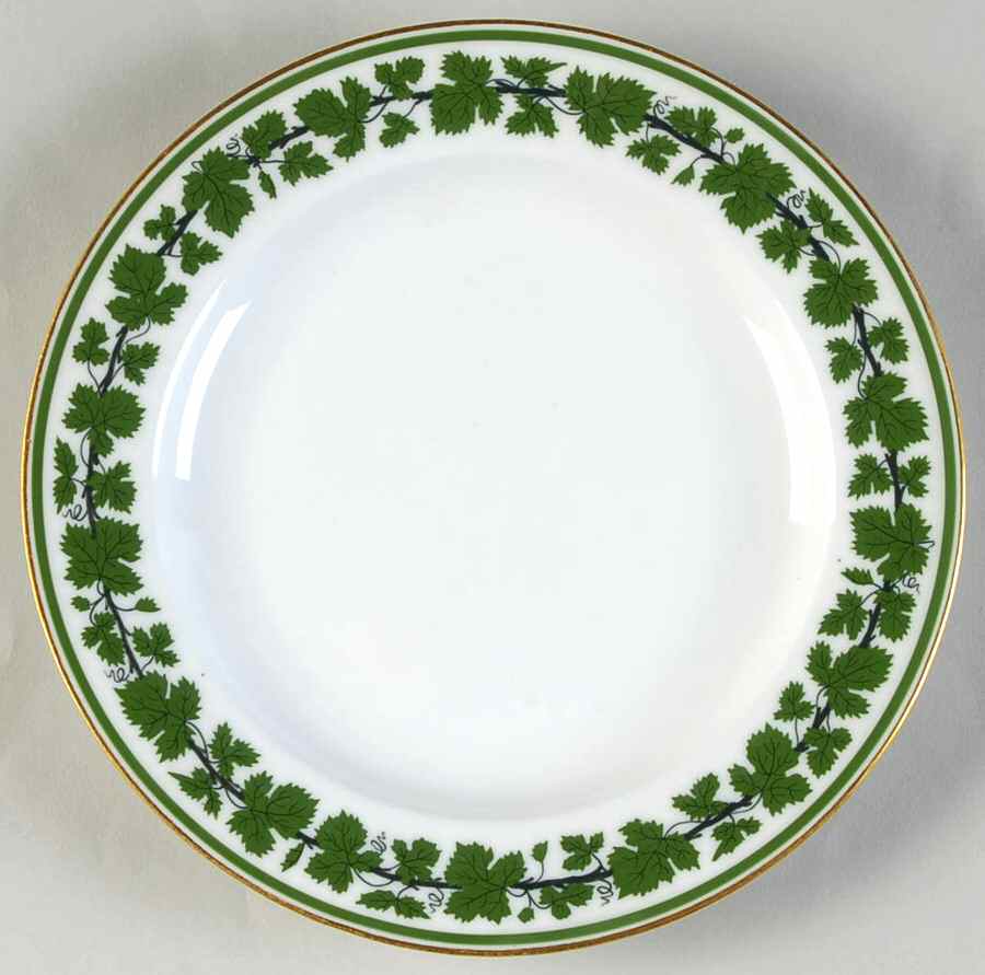 Full Green Vine (Smooth, Gold Trim) Dessert/Pie Plate by Meissen (Germany)-1