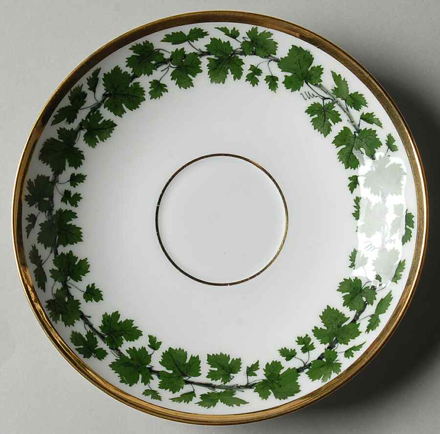 Full Green Vine (Smooth, Gold Trim) Saucer for Flat Cup by Meissen (Germany)-1