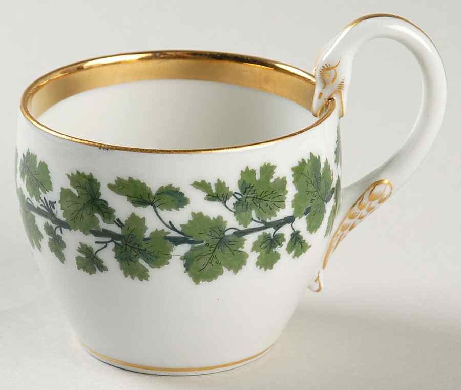 Full Green Vine (Smooth, Gold Trim) Flat Cup by Meissen (Germany)-1