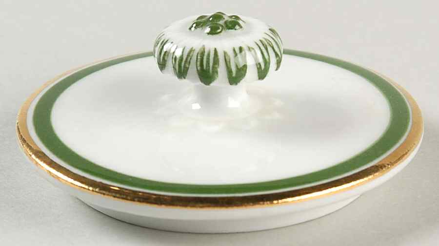 Full Green Vine (Smooth, Gold Trim) Lid for Sugar Bowl by Meissen (Germany)-1