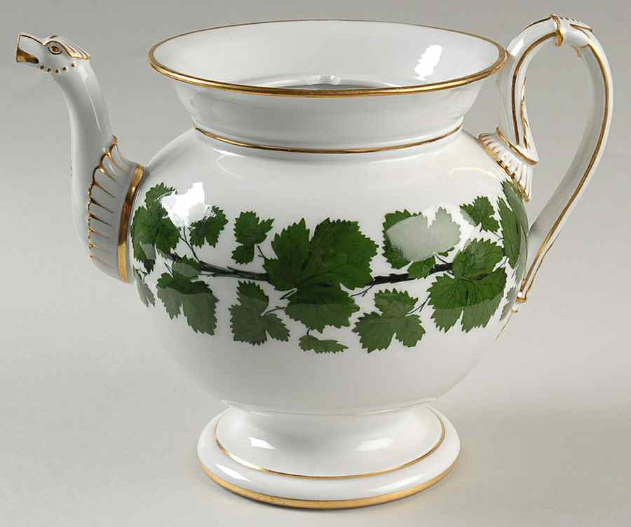 Full Green Vine (Smooth, Gold Trim) Teapot No Lid by Meissen (Germany)-1
