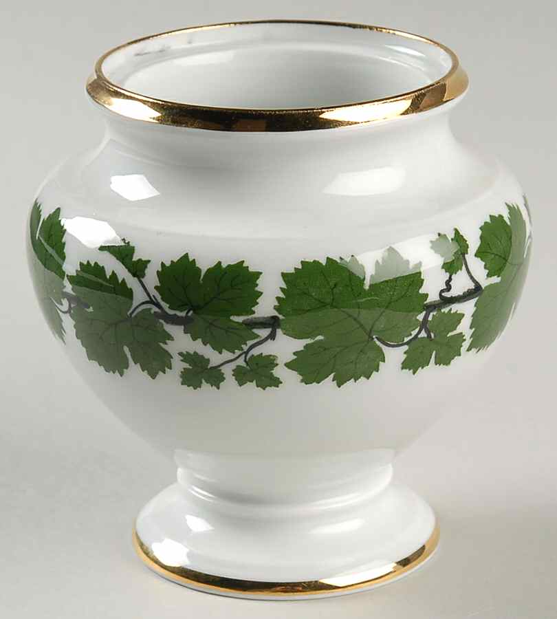 Full Green Vine (Smooth, Gold Trim) Sugar Bowl No Lid by Meissen (Germany)-1