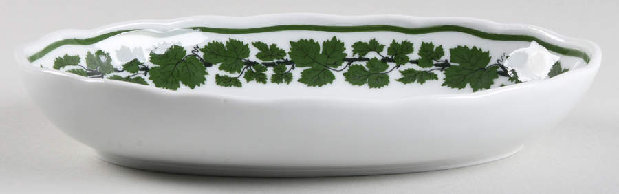 Full Green Vine (Scalloped, No Trim) 9" Oval Serving Platter by Meissen (Germany)-1