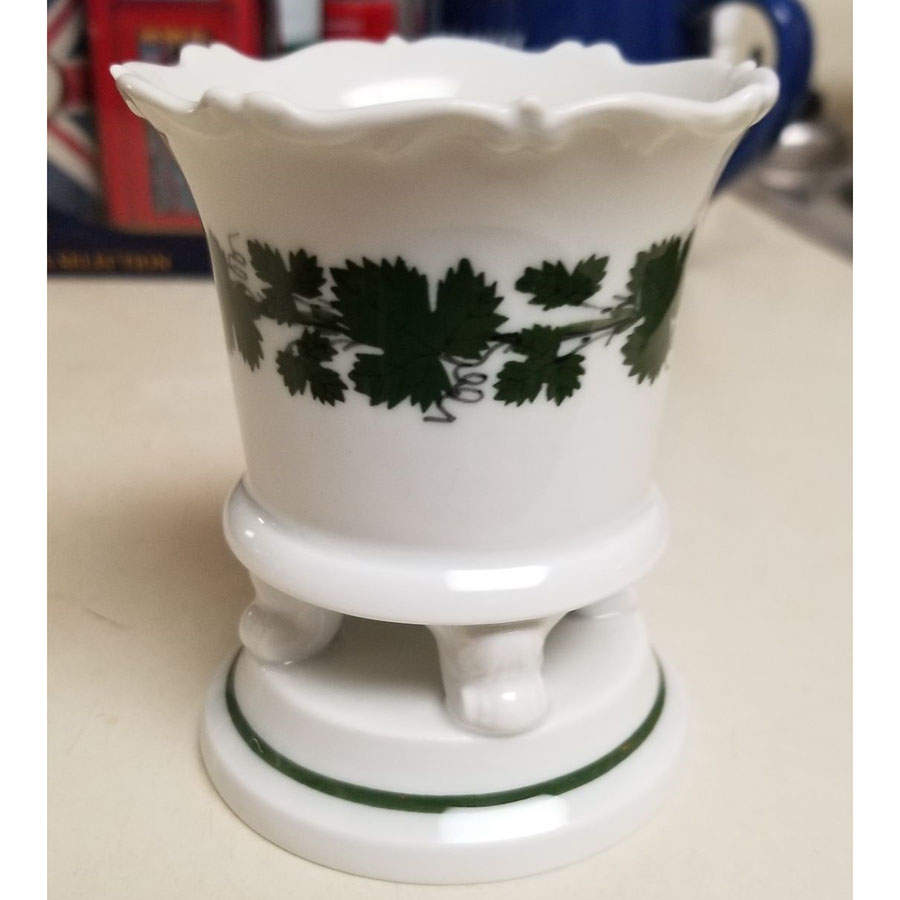 Full Green Vine (Scalloped, No Trim) 3" Claw Footed Urn Vase by Meissen (Germany)-1