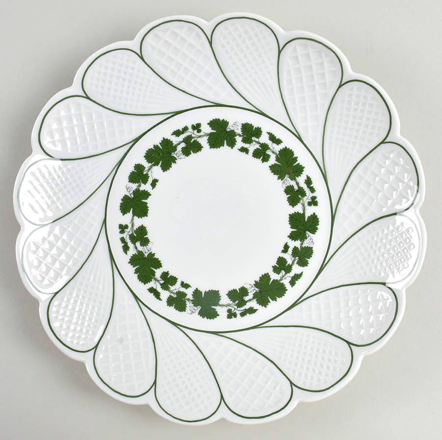 Full Green Vine (Scalloped, No Trim) Cake Plate by Meissen (Germany)-1