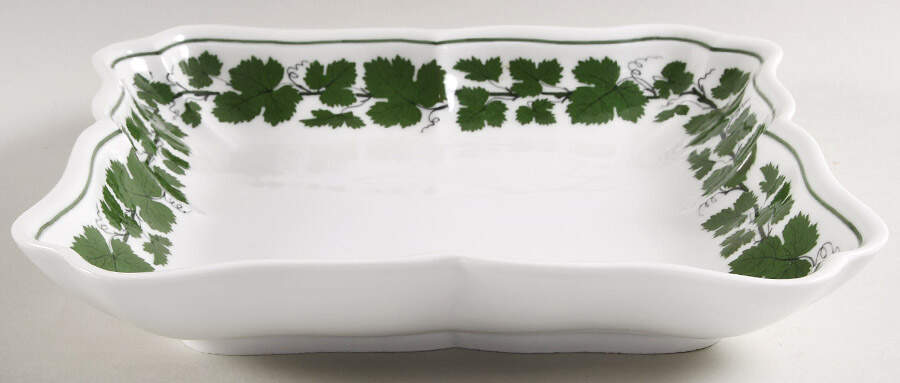 Full Green Vine (Scalloped, No Trim) 9" Square Vegetable Bowl by Meissen (Germany)-1