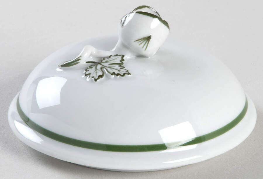 Full Green Vine (Scalloped, No Trim) Lid for Sugar Bowl by Meissen (Germany)-1