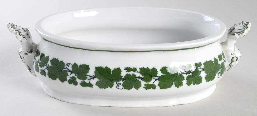 Full Green Vine (Scalloped, No Trim) 2 Quart Oval Covered Casserole No Lid by Meissen (Germany)-1