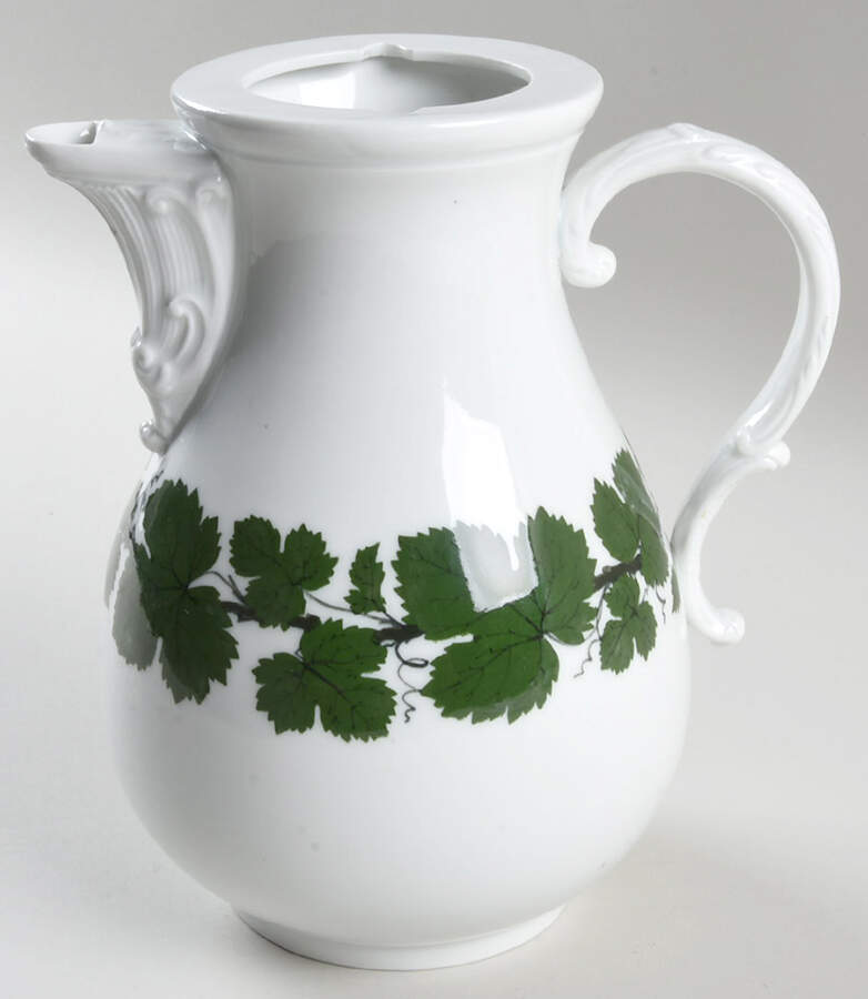 Full Green Vine (Scalloped, No Trim) Coffee Pot No Lid by Meissen (Germany)-1