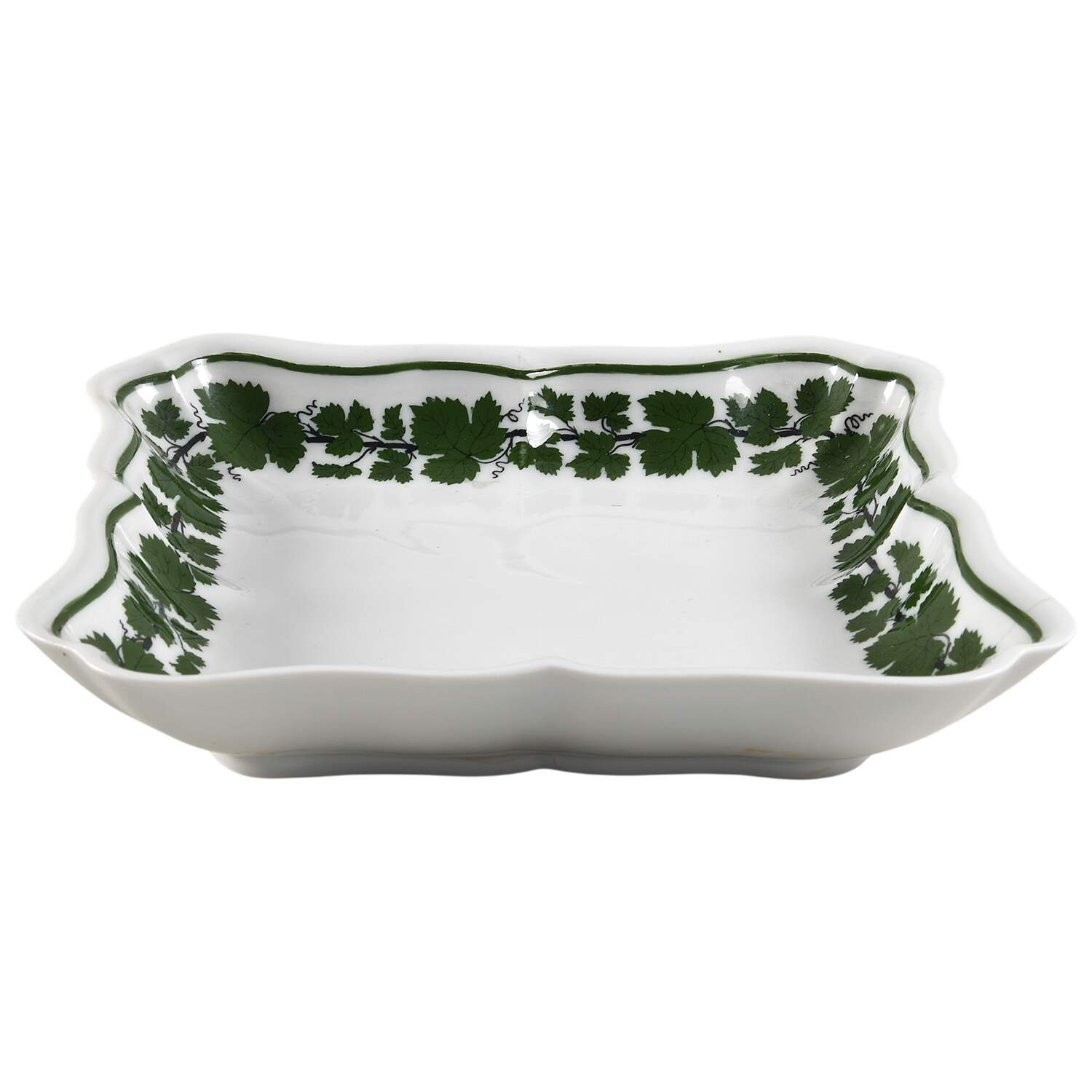 Full Green Vine (Scalloped, No Trim) 8" Square Vegetable Bowl by Meissen (Germany)-1