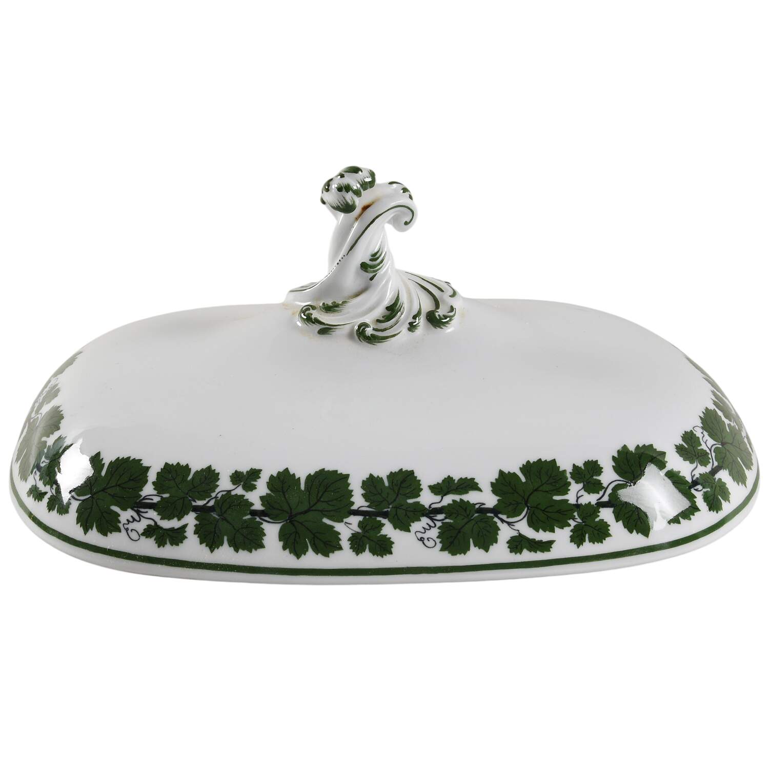 Full Green Vine (Scalloped, No Trim) Lid for Oval Vegetable by Meissen (Germany)-1