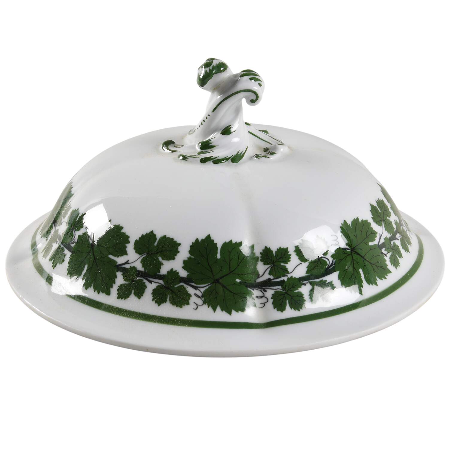 Full Green Vine (Scalloped, No Trim) Lid for Round Vegetable by Meissen (Germany)-1