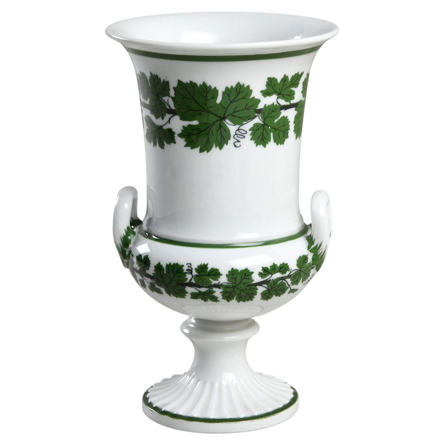 Full Green Vine (Scalloped, No Trim) Urn Shaped Vase by Meissen (Germany)-1