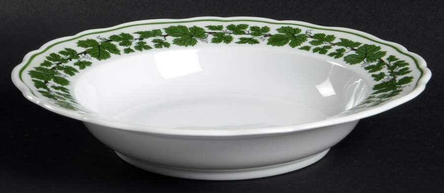 Full Green Vine (Scalloped, No Trim) Large Rim Soup Bowl by Meissen (Germany)-1