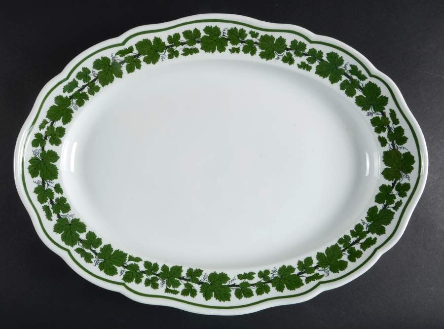 Full Green Vine (Scalloped, No Trim) 16" Oval Serving Platter by Meissen (Germany)-1