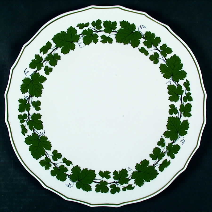 Full Green Vine (Scalloped, No Trim) Round Torte Plate by Meissen (Germany)-1