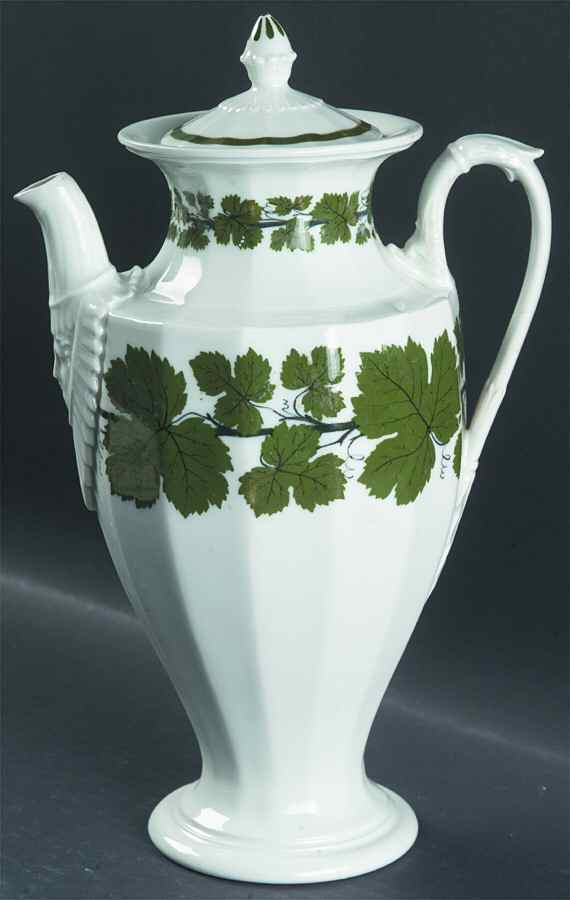 Full Green Vine (Scalloped, No Trim) Coffee Pot & Lid by Meissen (Germany)-1