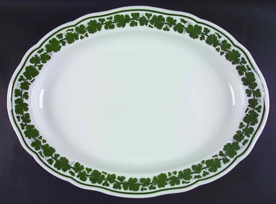 Full Green Vine (Scalloped, No Trim) 21" Oval Serving Platter by Meissen (Germany)-1