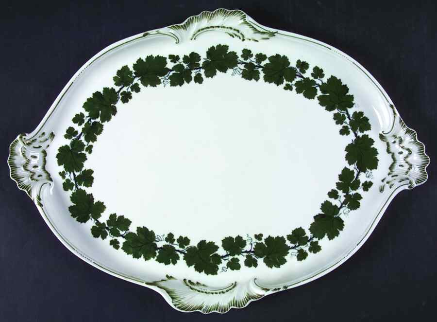 Full Green Vine (Scalloped, No Trim) 18" Oval Tray by Meissen (Germany)-1