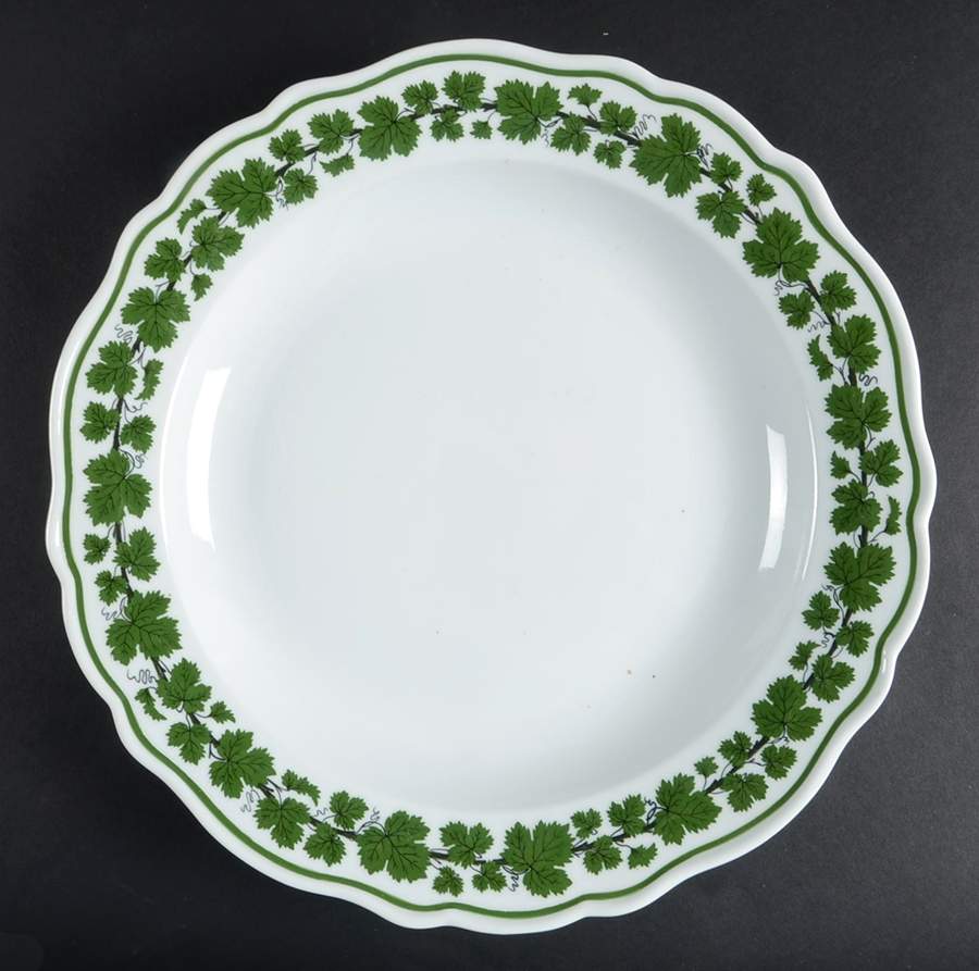 Full Green Vine (Scalloped, No Trim) 12" Chop Plate (Round Platter) by Meissen (Germany)-1