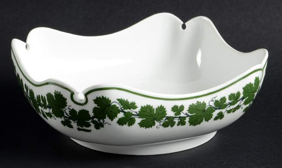 Full Green Vine (Scalloped, No Trim) 7" Square Bowl by Meissen (Germany)-1