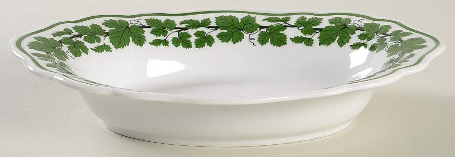 Full Green Vine (Scalloped, No Trim) 9" Oval Vegetable Bowl by Meissen (Germany)-1