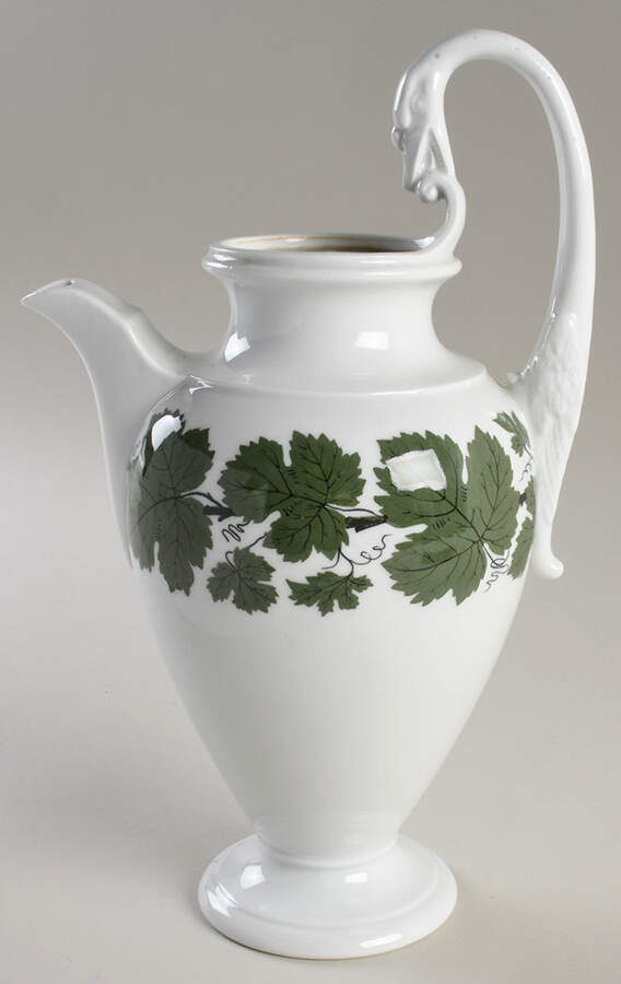 Full Green Vine (Smooth, No Trim) Chocolate Pot No Lid by Meissen (Germany)-1