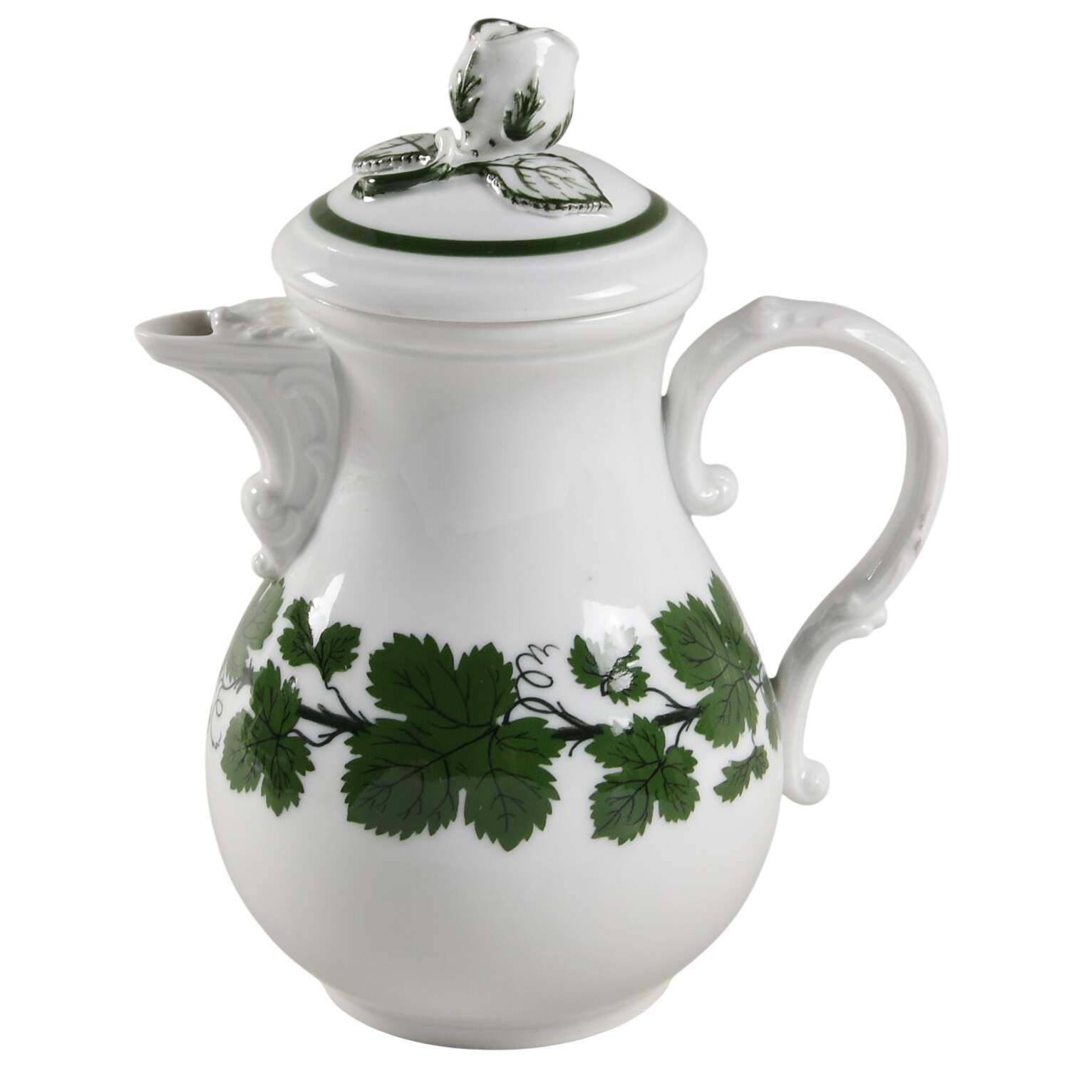 Full Green Vine (Smooth, No Trim) Mini Coffee Pot & Lid by Meissen (Germany)-1