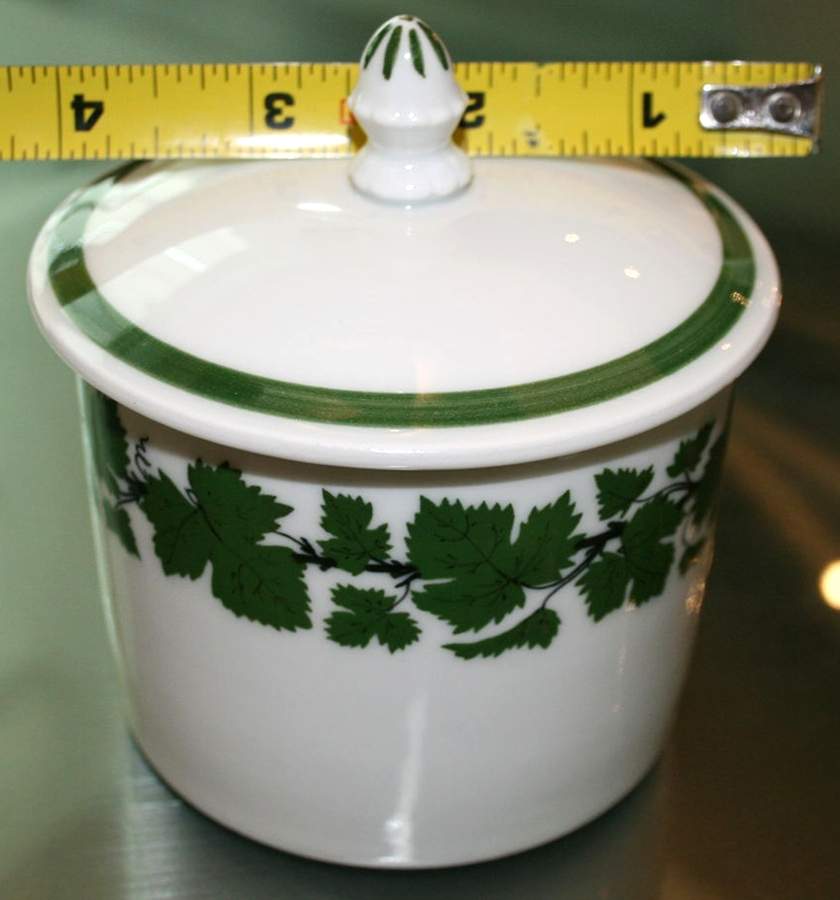 Full Green Vine (Smooth, No Trim) Sugar Bowl & Lid by Meissen (Germany)-1