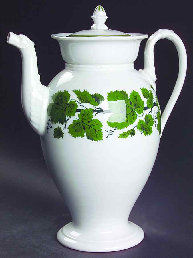 Full Green Vine (Smooth, No Trim) Coffee Pot & Lid by Meissen (Germany)-1
