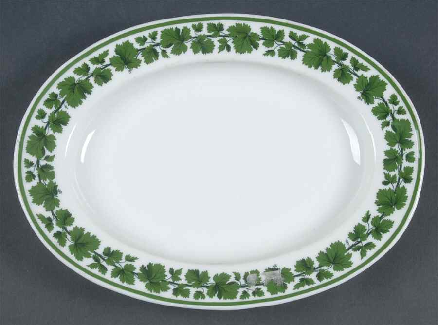 Full Green Vine (Smooth, No Trim) 11" Oval Serving Platter by Meissen (Germany)-1