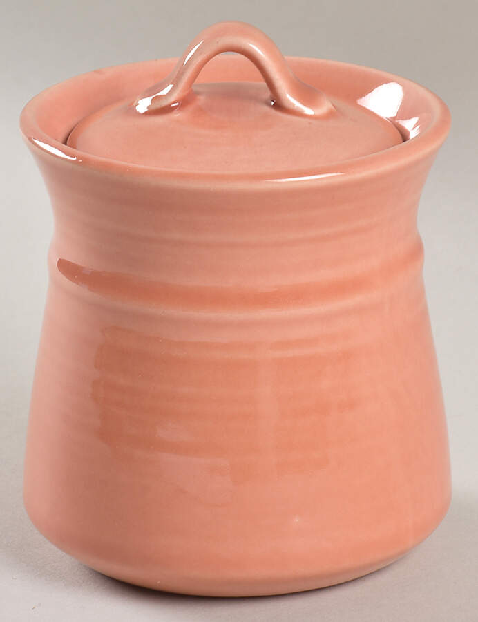 Colorstax Coral Sugar Bowl & Lid by Metlox - Poppytrail - Vernon-1