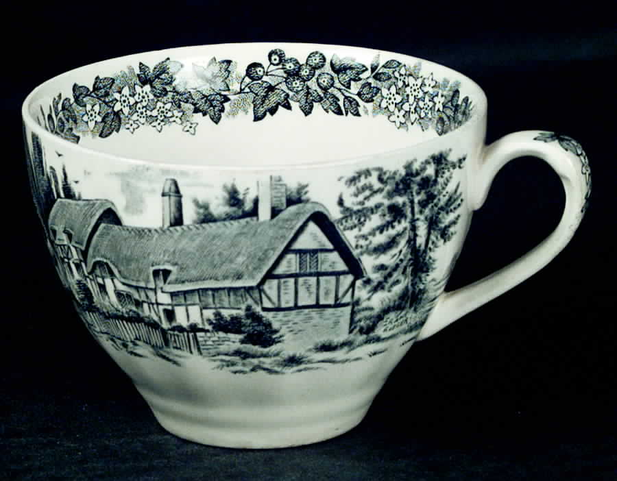 Romantic England Blue Gray Flat Cup by J & G Meakin-1