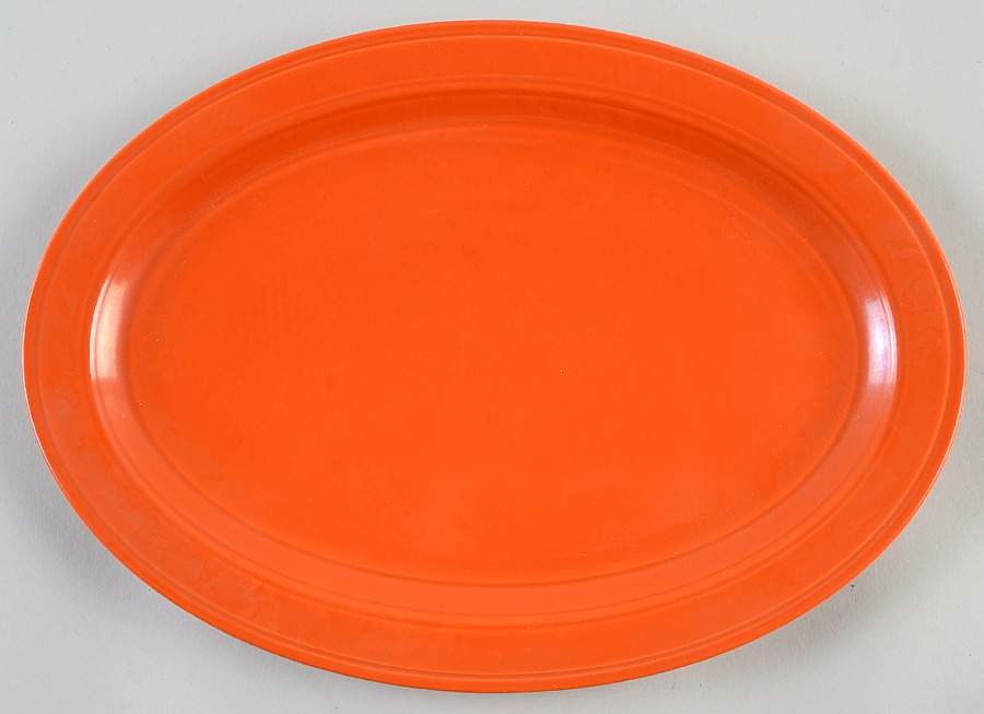 Early California Orange 12" Oval Serving Platter by Metlox - Poppytrail - Vernon-1