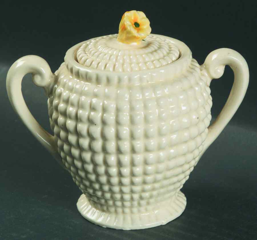 Hobnail Sugar Bowl & Lid by Maruhon Ware (Japan)-1