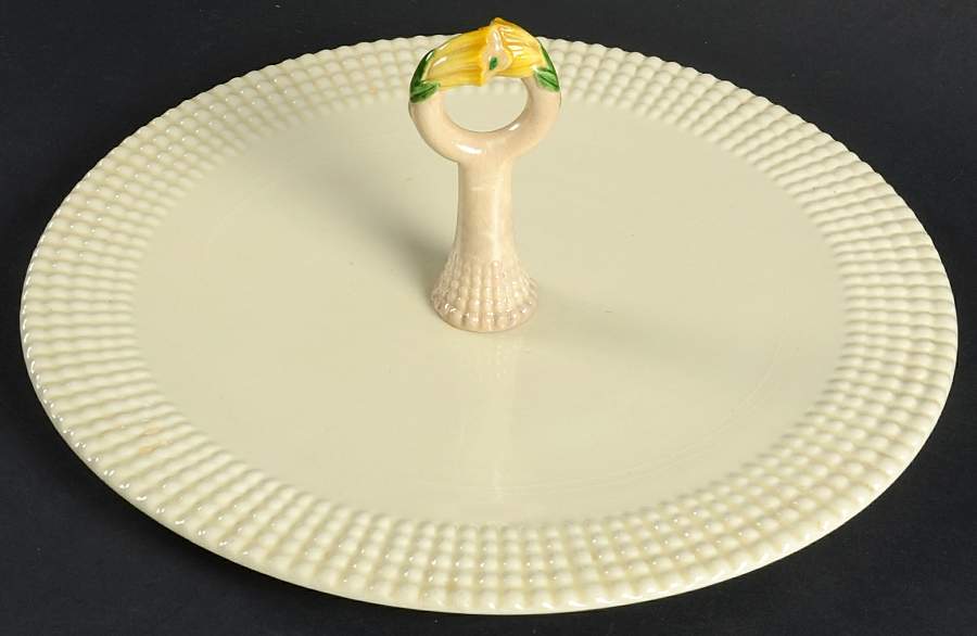 Hobnail Center Handled Serving Tray by Maruhon Ware (Japan)-1