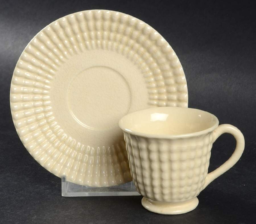 Hobnail Footed Demitasse Cup & Saucer Set by Maruhon Ware (Japan)-1